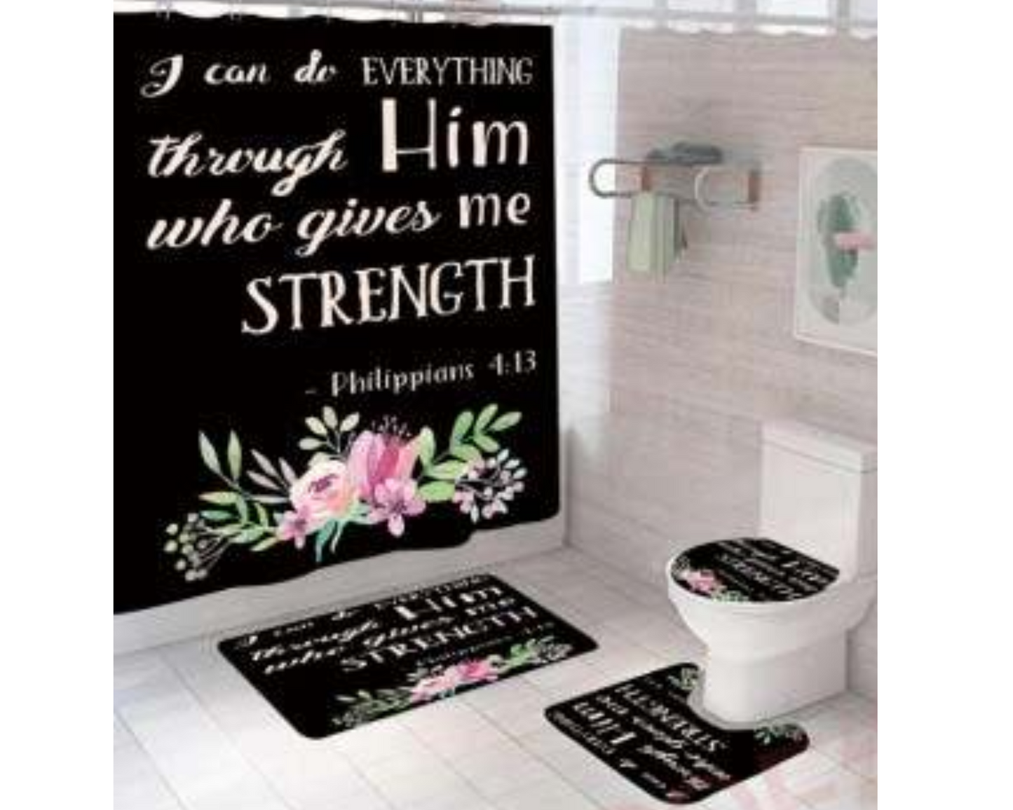 I Can Do Everything Through Him|Bible Verse|Bathroom Set