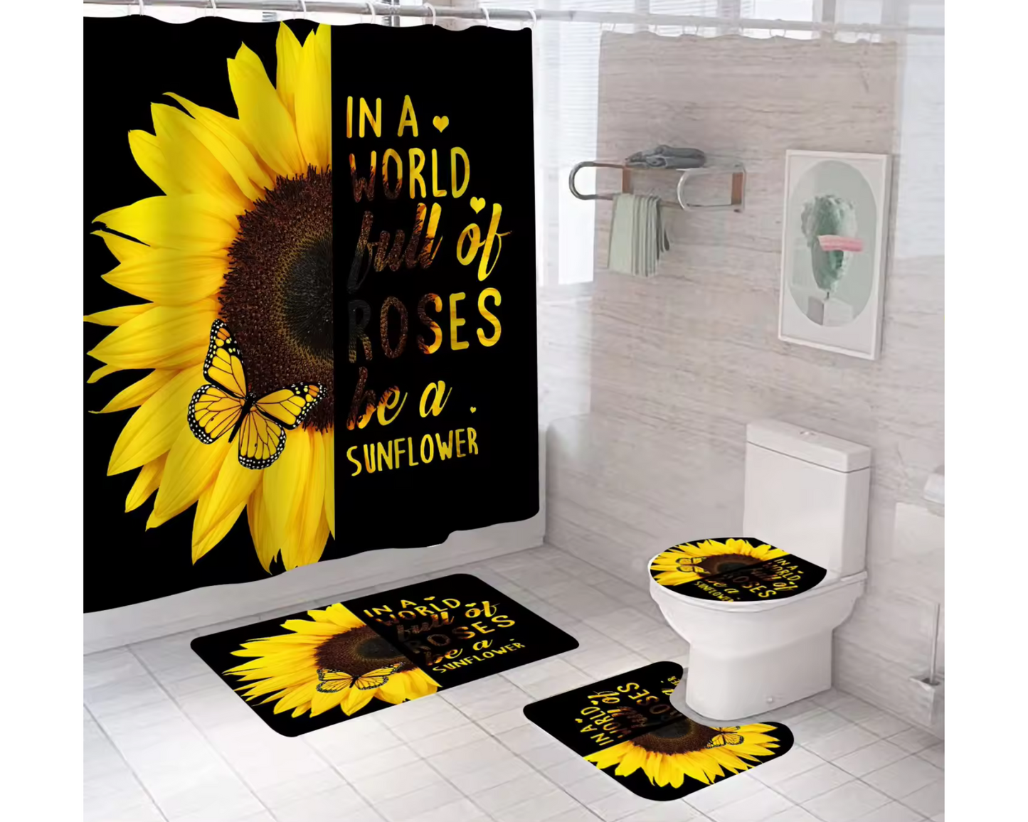 In A Word Full Of Roses a Sunflower Set |Sun Flower Bathroom Set