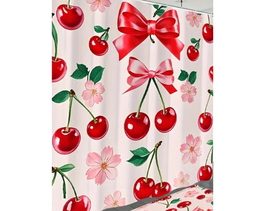 Cherry Curtain and Rug Bathroom Set (Copy)