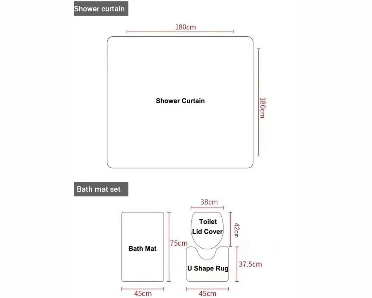 Cherry Curtain and Rug Bathroom Set (Copy)