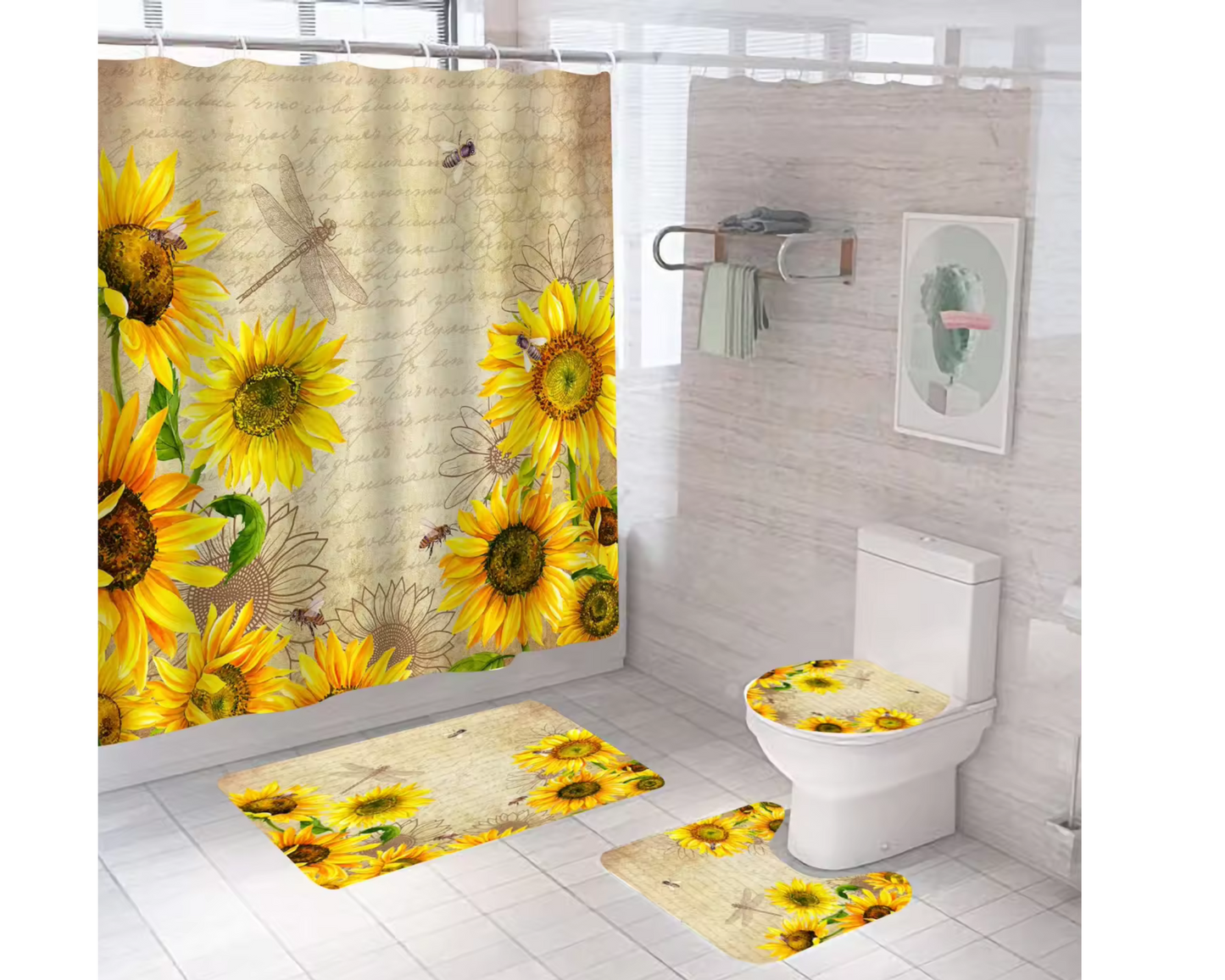 Sunflower: Shower Curtain and Rug Set