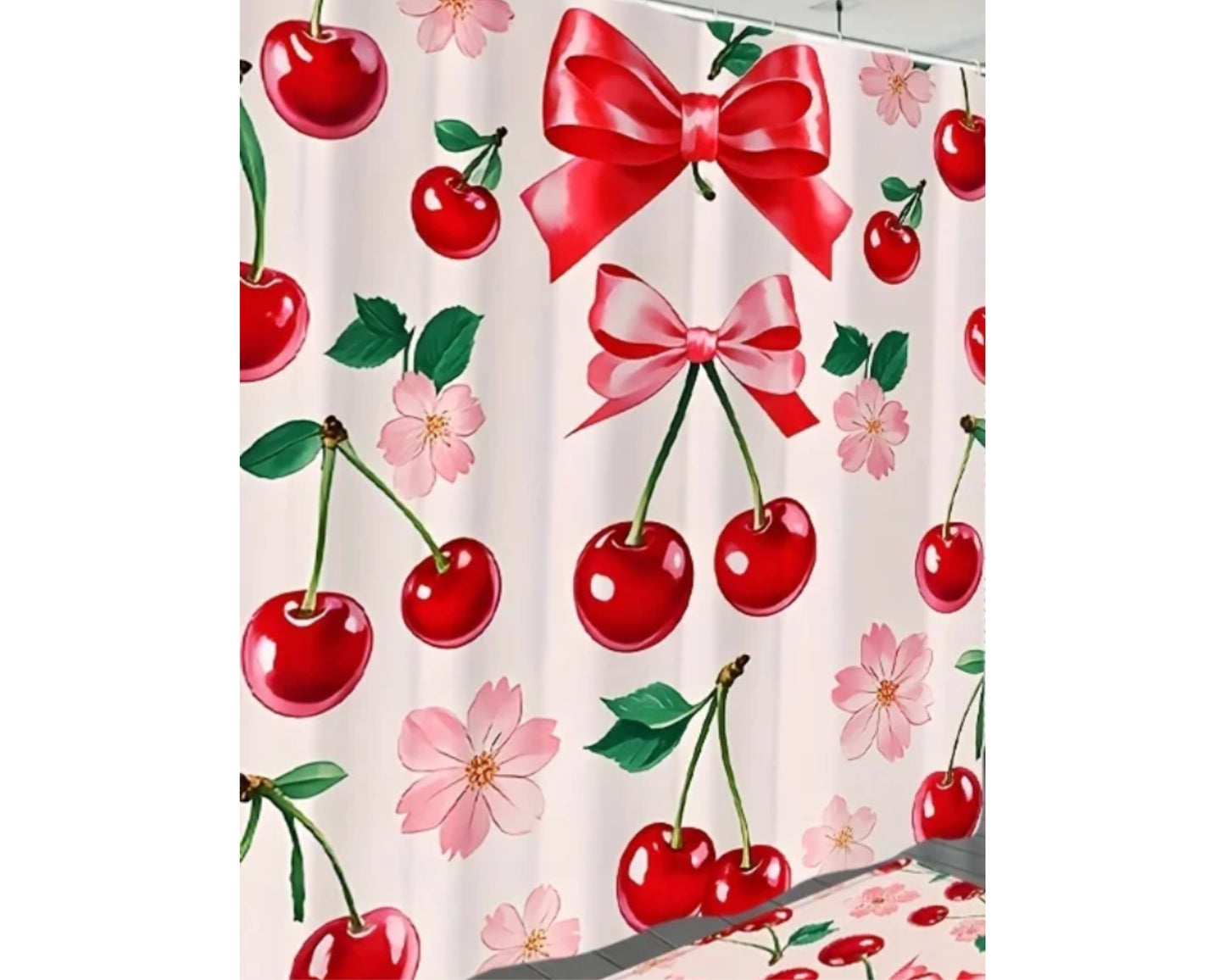 Cherry Curtain and Rug Bathroom Set (Copy)